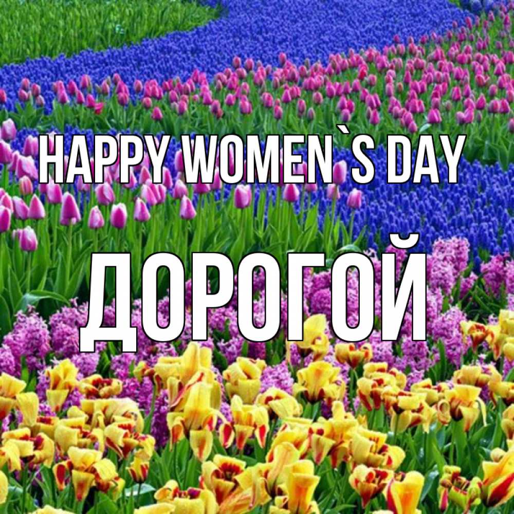 Greetings card с именем, Дорогой happy women`s day цветы Greetings with text for free download 